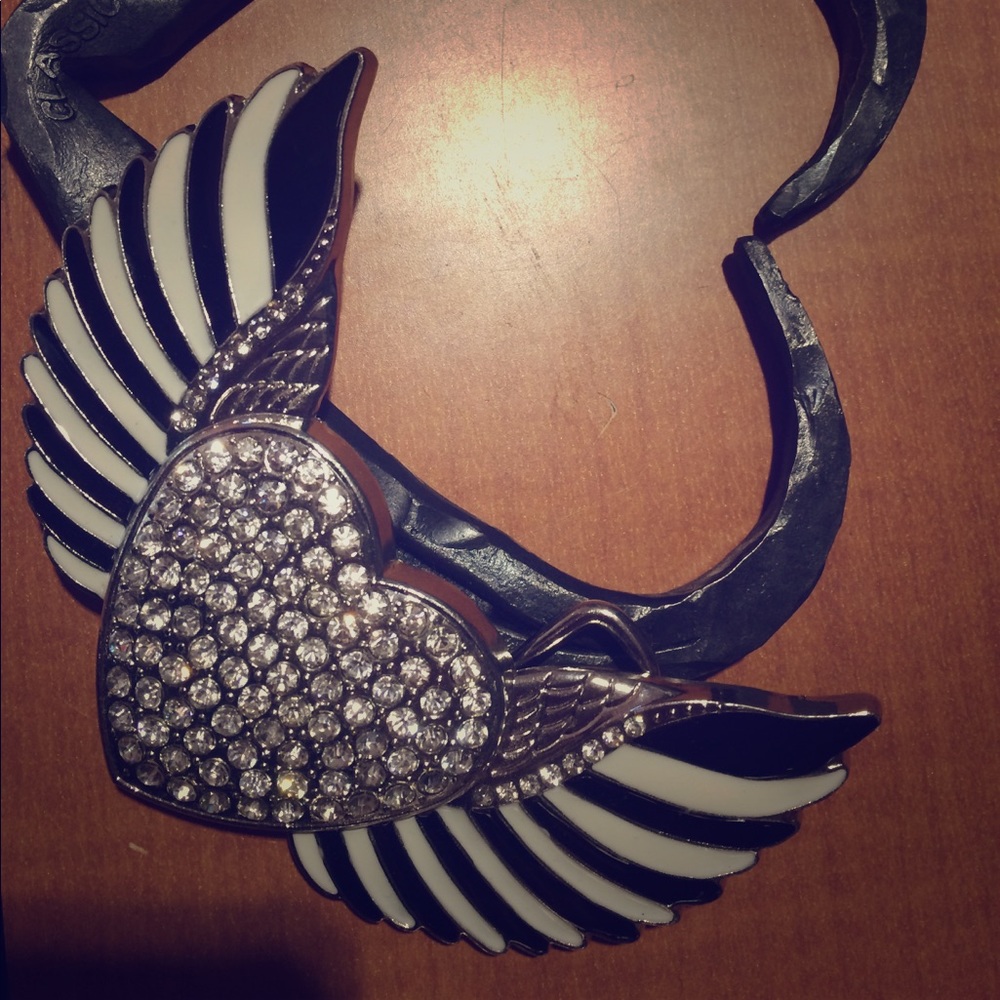 Silver Winged Heart Belt Buckle